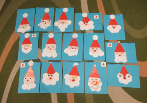 Prace plastyczne dzieci - Portret Świętego Mikołaja.