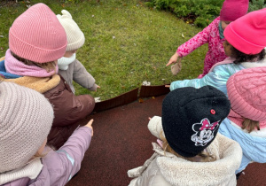 Dzieci obserwują dżdżownicę